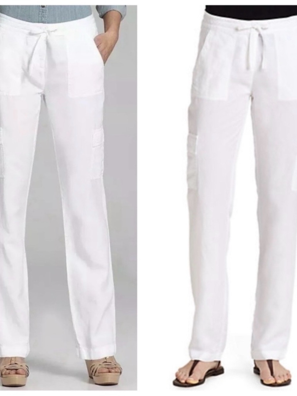 Eileen Fisher white linen lyocell cargo pants 6